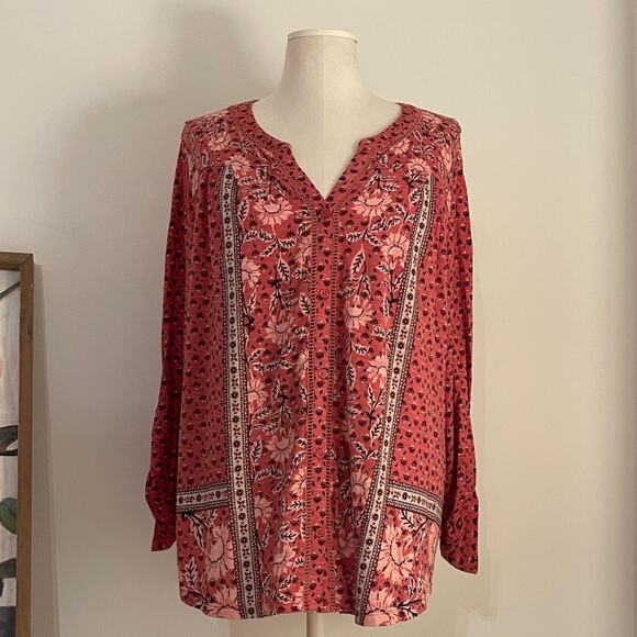 Style & Co. Tops - Style & Co. Red Floral Peasant Top